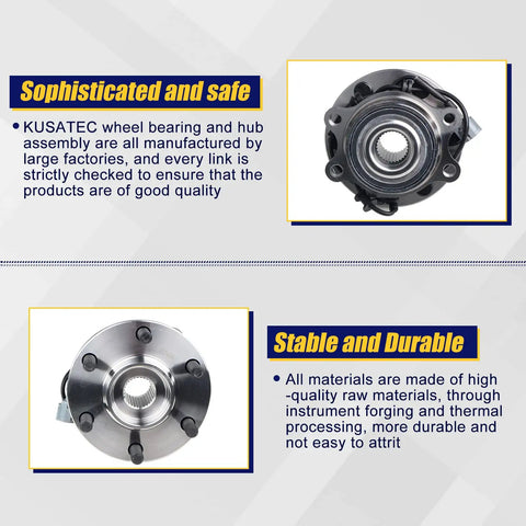 Image showing two angles of Front Wheel Bearing Hub Assembly 2 Pack For Nissan Frontier 2005-2017, Pathfinder 2005-2012, Xterra 2005-2015, Suzuki Equator 2009-2012 With 6 Lug Bolts And ABS 4WD Ready, highlighting quality and durability features.