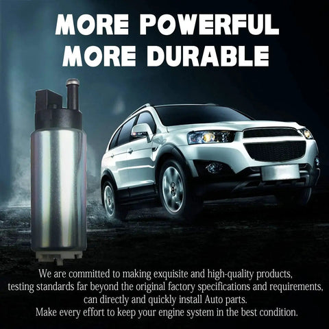 255LPH Electric Fuel Pump High Flow Replacement With Installation Kits For Cars And Trucks next to SUV
