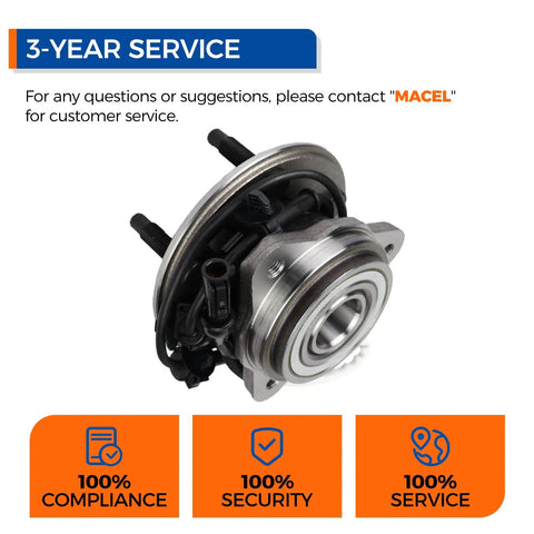 Front 4WD Wheel Hub Bearing Assembly With ABS Direct OEM Replacement Bolt On For Ford Explorer shown with service information