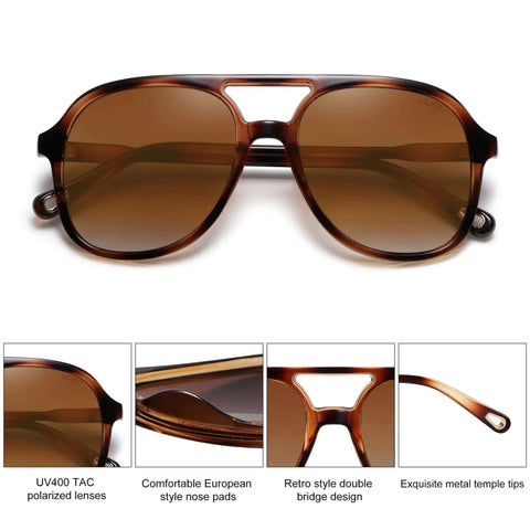 Dope Retro Polarized Aviator Sunglasses For Men And Women Classic 70s 80s Vintage Square Aviators Amber Brown Tortoise Frames SJ2174