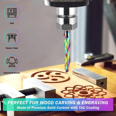 Extra Long Upcut Spiral Router Bit 5 Inch With 1/2 Inch Shank For CNC And Handheld Routers Solid Carbide 3 Inch Cutting Length TAC Coating