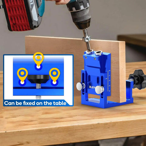 Pocket Hole Jig Kit For 15 Degree Angled Holes All Metal Woodworking Drill Guide For Precise Dowel Joints Aluminum Alloy Construction in use