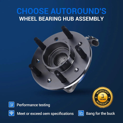 Front Wheel Bearing and Hub Assembly 513137 Pair for Driver and Passenger Sides Fits 97 03 Chevy Malibu displayed on blue background.