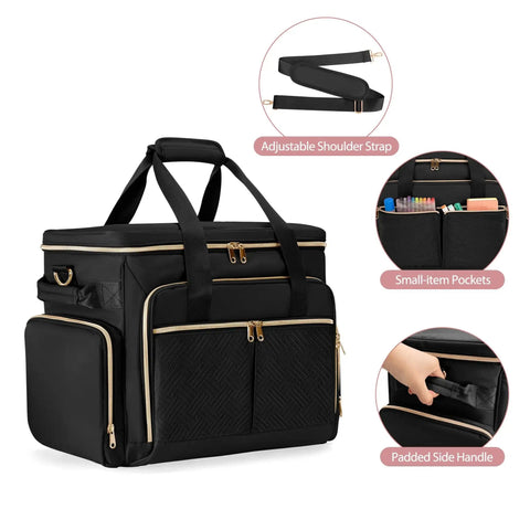 Rolling Teacher Bag With Wheels And Detachable Trolley Black Fits 15.6 Inch Laptop, adjustable strap, small-item pockets, side handle