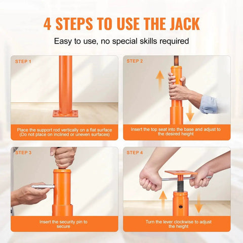 Installation guide for Heavy Duty Telescoping Floor Jack, Adjustable 54 To 150 In, 11200 Lbs with step-by-step instructions.