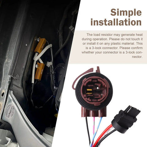 SLIMI 2-pack 3157 brake light resistor decoders; two orange heat-sink resistors with a round multi-pin plug.