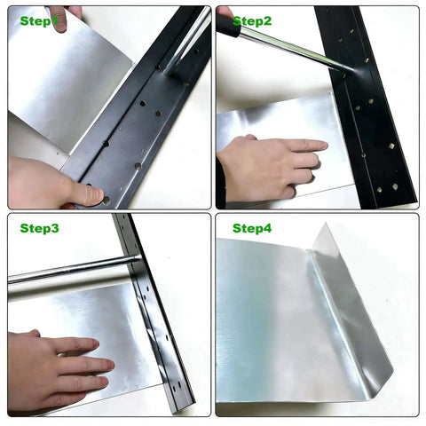 Steps using Heavy Duty 16 Inch Sheet Metal Folding Tool With Dual Depth Three Eighths And One Inch Bends for precise metal bending