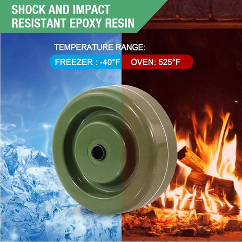 Heavy Duty High Temperature Caster Wheels For Ovens And Dryers 4 Inch By 1.5 Inch Epoxy Resin Wheels -40F to 525F