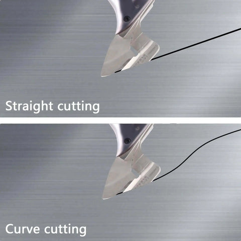 Cordless Electric Sheet Metal Shears With 360 Degree Swivel Head for straight and curve cutting on metal surface.