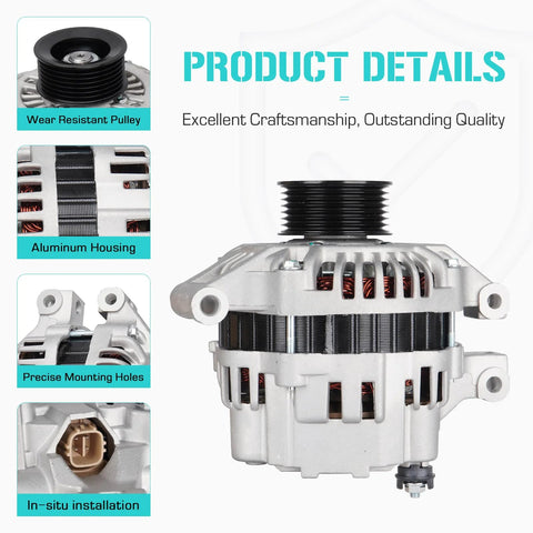 Plug And Play 90 Amp 12V Alternator Replacement For CR V 2.4L And RSX 2.0L, Easy Install, Heavy Duty Power, Replaces 90 27 3315N
