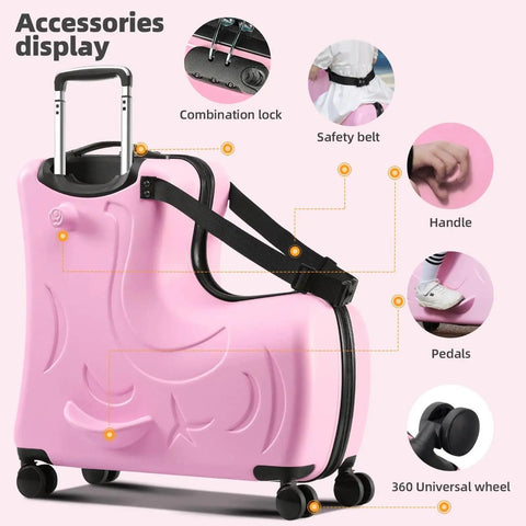 Kids Ride On Suitcase With Wheels For Travel For Toddlers And Children Ages Two To Fifteen easy rolling luggage accessories