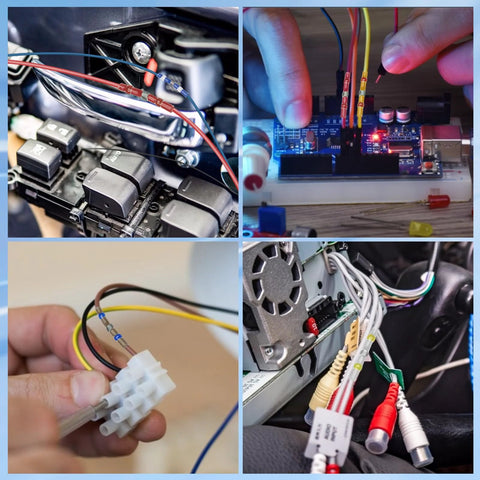 Front view: TICONN 150-PCS solder-seal heat-shrink butt connectors for automotive wiring; waterproof and insulated.