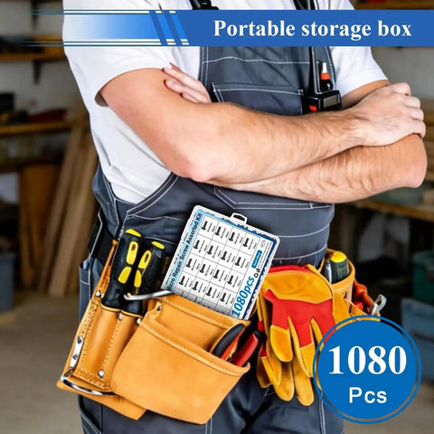 Worker holding 1080 Piece Tiny Micro Repair Screw Kit With 28 Sizes M1.4 to M5 Nuts and Bolts Stainless Steel 304 Assortment
