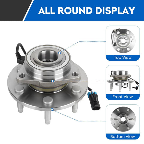 4WD Front Wheel Bearing And Hub Assembly With ABS For Chevy And GMC Trucks And SUVs Including Silverado Sierra Tahoe Suburban Yukon XL Escalade 6 Lug 1 Piece AWD Beefed Up Replacement Part