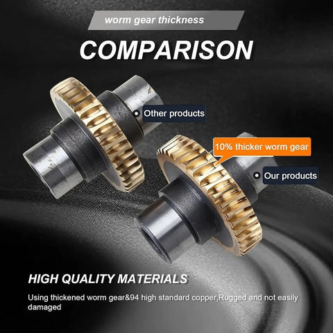 Comparison of worm gear thickness showing NMRV030 Worm Gearbox Square Type Speed Reducer for NEMA23 with 10% thicker gear
