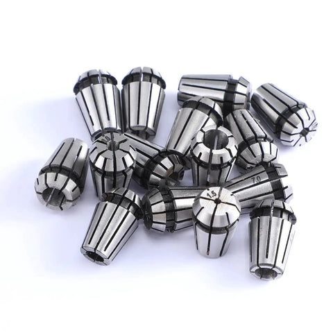 Pro Grade Complete 19 Piece Spring Collet Set With M14 Threaded Clamping Nuts For CNC Engraving Milling Lathe Tools ER11 Precision Collets