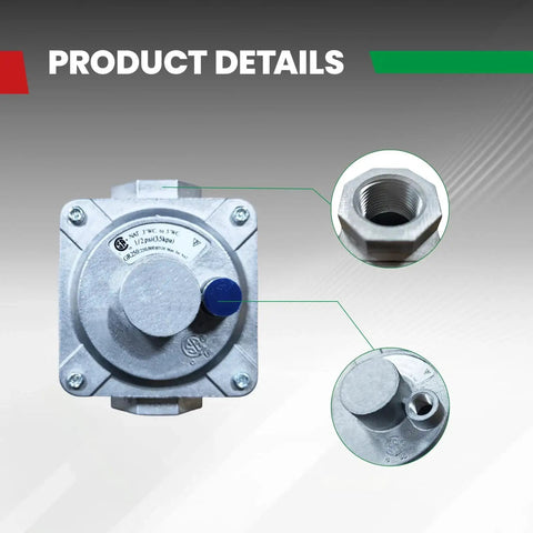 Commercial Grade Natural Gas Pressure Regulator Three Quarter Inch NPT With Half PSI Inlet And Six Inch Water Column Range For HVAC Boilers Grills And Industrial Applications FENDITEK detailed view