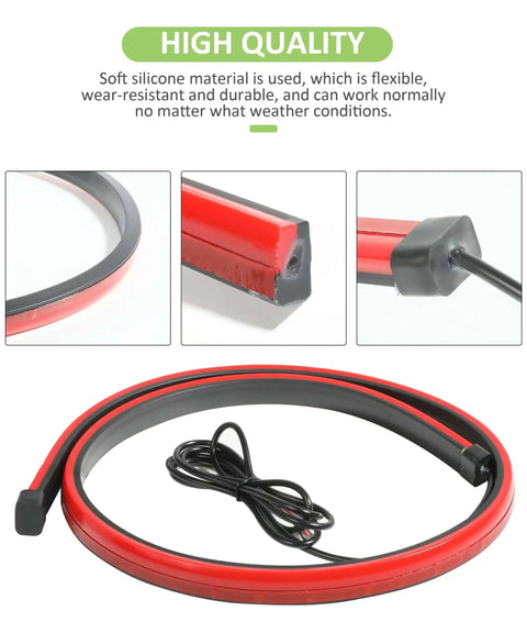 35 Inch Third Brake LED Light Strip Flexible DC12V High Mount Stop Light, showing flexible silicone and durable end caps