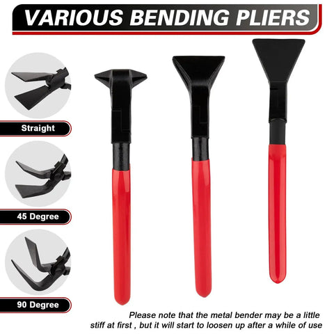 Pro Grade Hand Seamers Set For Sheet Metal Bending And Flattening With Three Pliers Heads Straight 45 Degree And 90 Degree