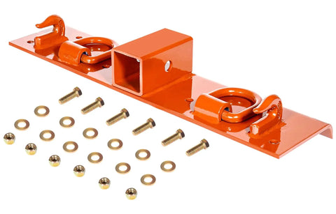 Bolt On Tractor Grab Hooks For Kubota Buckets With D Rings 2In Receiver Orange, heavy-duty steel plate with bolts