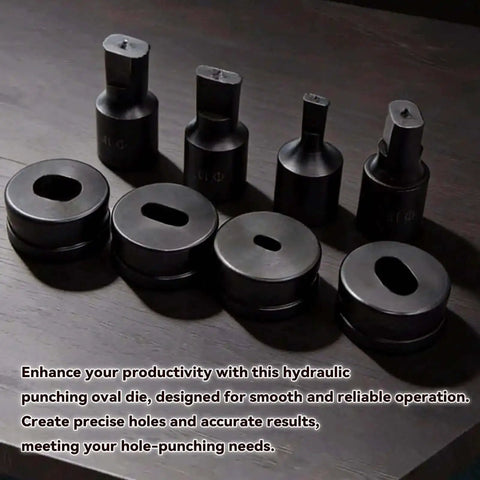 Set of hydraulic oval hole punch dies for metal sheets 10x25mm, made of durable alloy for steel, copper, aluminum use.