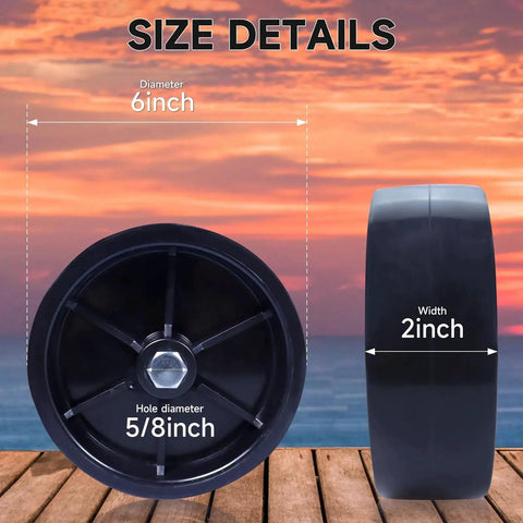 6 Inch Trailer Jack Wheel Replacement Polyamide Caster 1200 Lb Capacity, front and side view, showing diameter and width details.