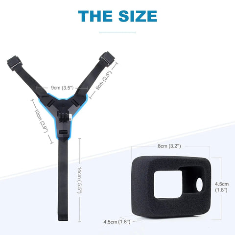 Helmet Mount With Windshield For GoPro Hero 9 10 11 12 13 on Motorcycle Helmets Chin Strap Mount with size dimensions
