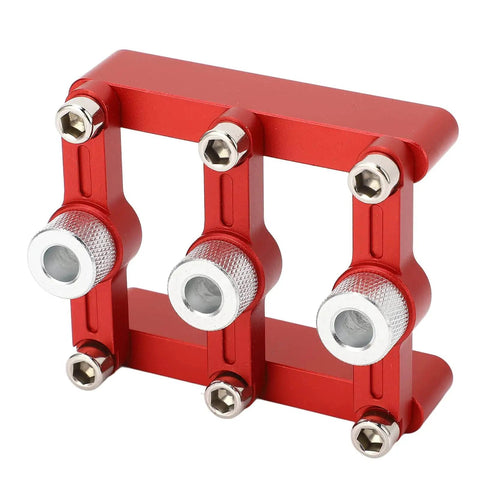 3-In-1 Doweling Jig With Hole Drill Guide And 90 Degree Positioner Locator Tool for Woodworking, red aluminum alloy
