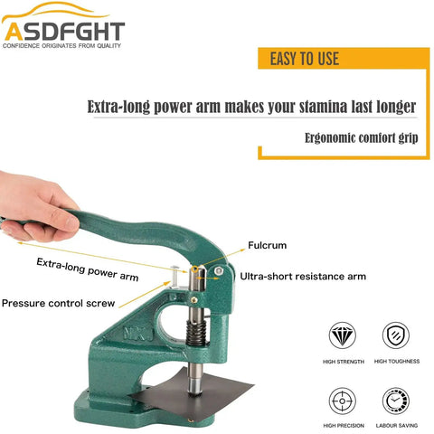 Heavy Duty Eyelet Grommet Press Kit With Three Interchangeable Dies And 1500 Silver Grommets for DIY and craft use