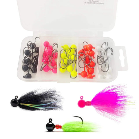 Pro Grade Fly Tying Jig Heads Kit With 50 Jig Heads For Fly Fishing DIY Lure Making Set For Tying Flies 1/124 Oz Weights