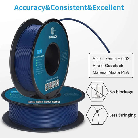 Navy Blue 1.75mm Matte PLA Filament 1kg Spool For 3D Printing, smooth matte finish, pro-grade dimensional accuracy ±0.02 mm