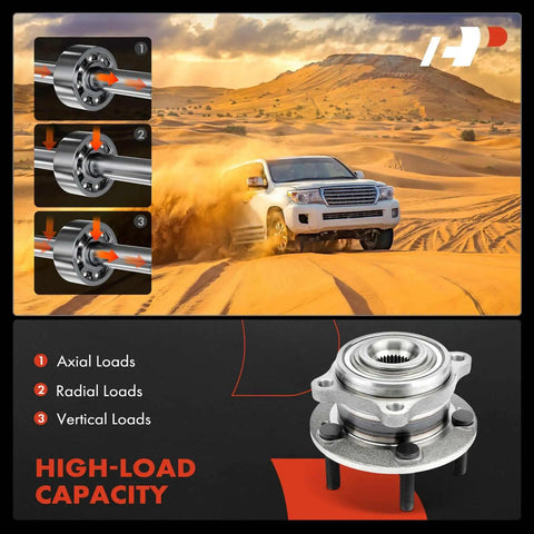 2 Pack Front Wheel Bearing And Hub Assembly 5 Lug For Hyundai Santa Fe 2007 2020 Santa Fe Sport 2013 2018 Santa Fe XL 2013 2019 Veracruz 2007 2012 And Kia Sorento 2011 2015 Replacement Durable shown with load capacity features