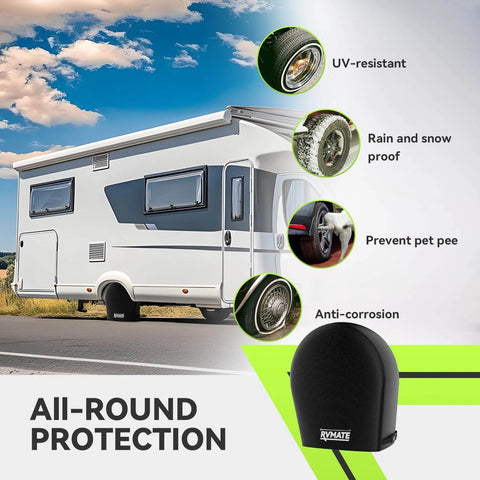 Four Pack RV Tire Covers Fits 27 To 29 Inch Tires Waterproof UV Resistant Black Wheel Covers For RVs Trailers Trucks And Cars