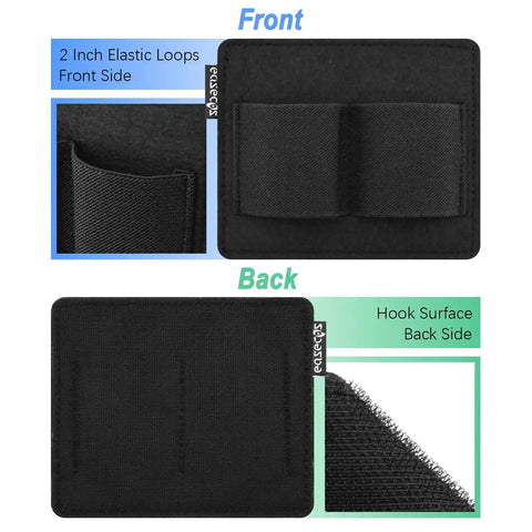 Dual Insert Pouch Elastic Holster Set showing front with elastic loops and back with hook surface for attachments.