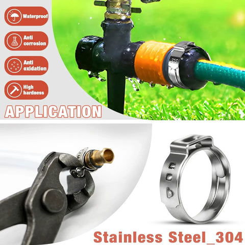 360 Pcs 16 Sizes Single Ear Hose Clamps 5.3 To 36.1 Mm Stainless Steel 304 Corrosion Resistant Crimp Clamps in use