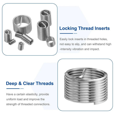 10 Pack M18x1.5 Wire Thread Inserts 1D 18mm Effective Length 304 Stainless Steel Helical Coiled Type Thread Repair Kit for Mechanical Equipment