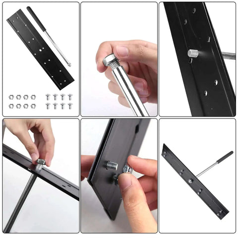 Heavy Duty 16 Inch Sheet Metal Folding Tool With Dual Depth Three Eighths And One Inch Bends, assembly view with PVC handle
