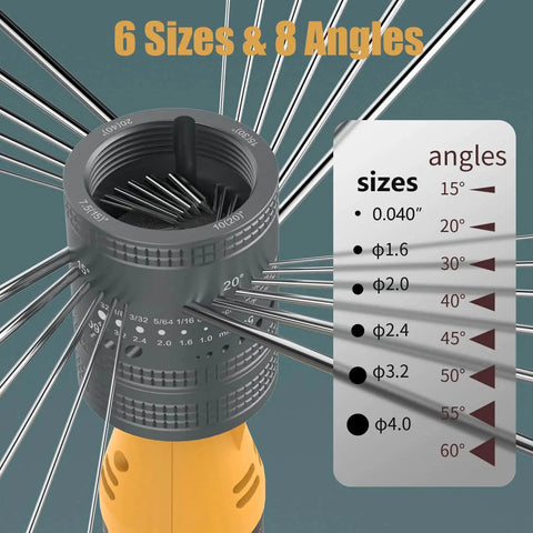 Close-up of Tungsten Electrode Sharpener Grinder Head For TIG Welding Tools With Cut Off Slot And Six Size Eight Angles Forty Eight Holes