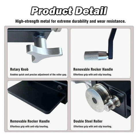Close-up on rotary knob and removable rocker handle of Tube And Pipe Bead Rolling Tool For Five Eighth Inch And Larger Tubing Fits Aluminum Intake