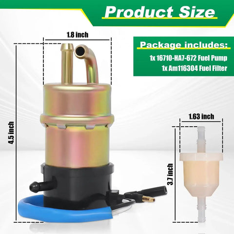 12V Fuel Pump With Am116304 Fuel Filter For Honda FourTrax Foreman 86-89 TRX 350 350D 4x4 Replacement 16710-HA7-672