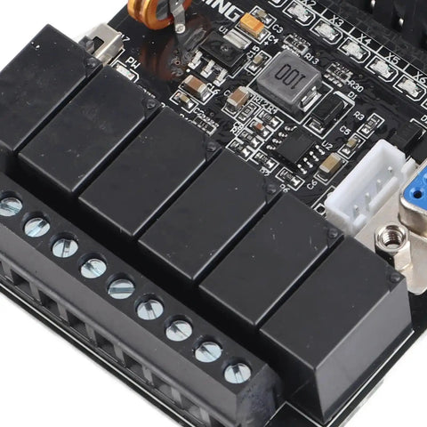 Close-up of DC24V PLC Controller Kit With Relay Output For Industrial Automation FX1N 14MR Module Programmable Logic Controller Board