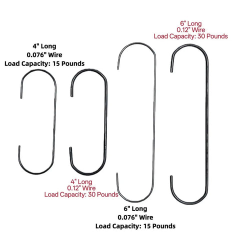 Heavy Duty Powder Coating Hooks Kit 25 Pc C Shape Hooks For Painting And Grid Brackets, various lengths and diameters shown.