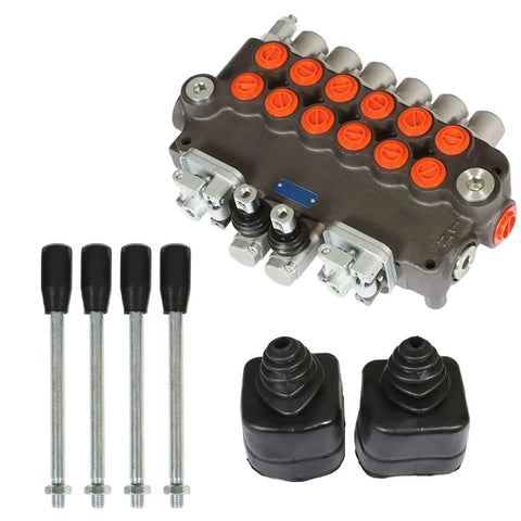 Heavy Duty 6 Spool Hydraulic Directional Control Valve For Small Tractors Loaders And Log Splitters With 21 GPM Flow 3625 PSI Relief