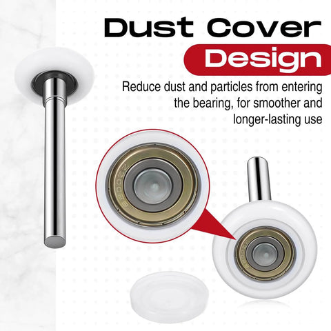 Dust cover design of 24 Pack Nylon Garage Door Rollers 2 Inch With Double Seal Cap Plus 4 Inch Stem Quiet Smooth Replacement Bearings 6200 ZZ
