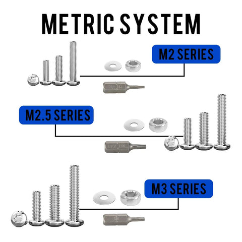 Boss 304 Stainless Steel Torx Button Head Screws Set With 900 Pieces M2 M2.5 M3 Bolts Nuts Washers Star Drive Round Head Machine Screws Fully Threaded Includes T6 T8 T10 Wrench with M2 M2.5 M3 series displayed by size.