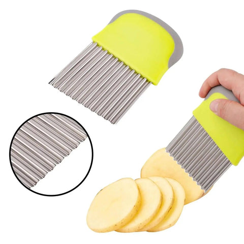 Crinkle Cutter Knife For Wavy Fries And Veggies Stainless Steel Potato Slicer Chopper For Potatoes Carrots And Chips Easy Kitchen Cutter Tool