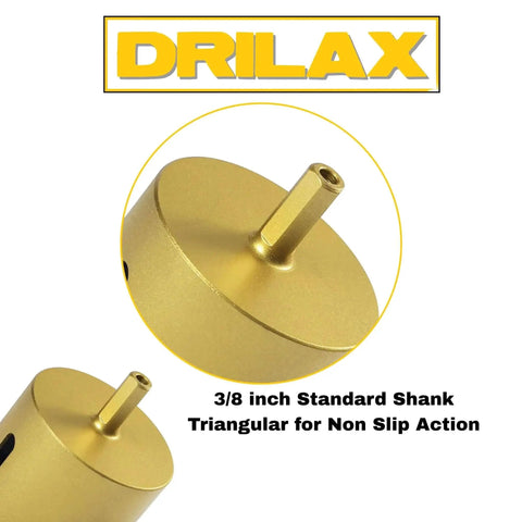 Two Inch Diamond Masonry Hole Saw For Concrete Brick And Stone Pro Grade Durable Heavy Duty Dry Core Drill Bit With Three Eighths Inch Shank Deep Cut For Clean Holes In Concrete Brick Stone Granite Marble And More By Drilax showing 3/8 inch standard shank.