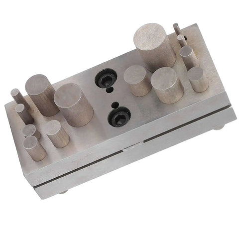 Disc Cutter Punch Set 14Pcs for Jewelry Making and Metal Gasket Punching, flat bottom die cutter shown with five hole sizes