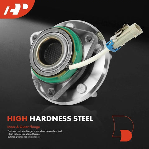 Pair of front wheel hub bearing assemblies, sealed hub with ABS sensor, replacement for Chevy Impala, high hardness steel