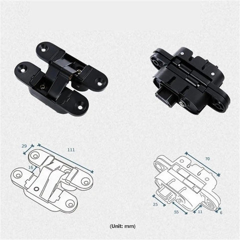 Two Pack Invisible Door Hinges For Wooden Doors, Concealed 180 Degree Swing Hinges For Inside And Outside Opening, diagram included